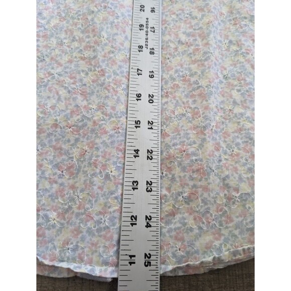 100% Cotton Pastel Summer Pearl Snap Embroidered Floral Shirt Sz 18 3/4 Sleeve - Picture 13 of 14